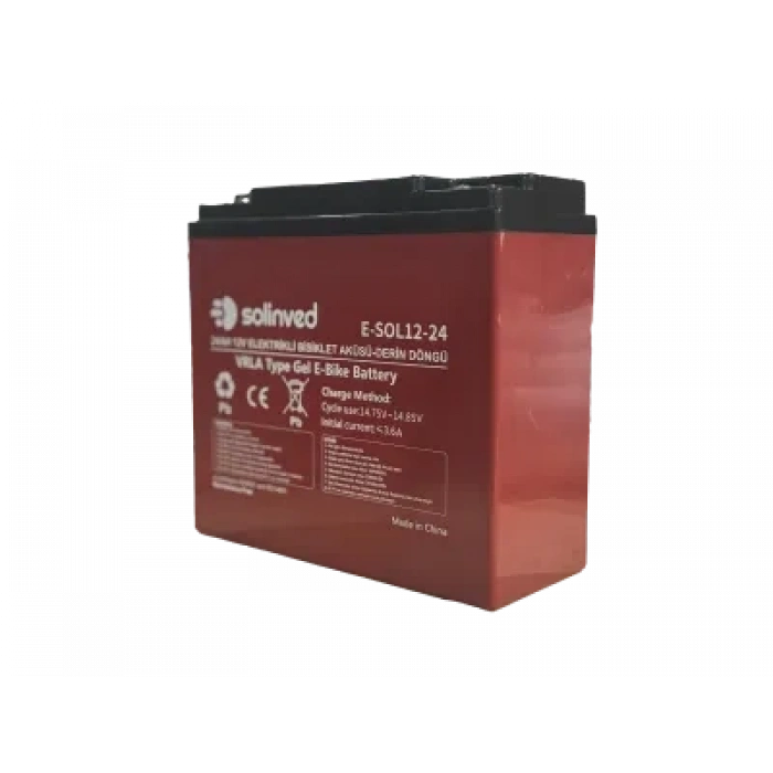 SOLİNVED 12V 24AH VRLA Type Elektrikli Bisiklet Aküsü (Premium)