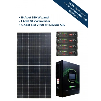 ÇİFTLİK PAKETİ ( 9,9 kW Panel Gücü - 10 kW İnverter - 20,4 kWh Depolama)