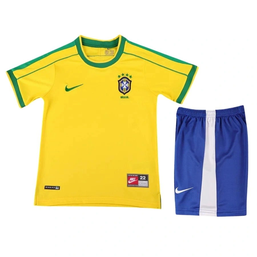 Brezilya 1998 Retro Çocuk Forma & Şort Seti Home