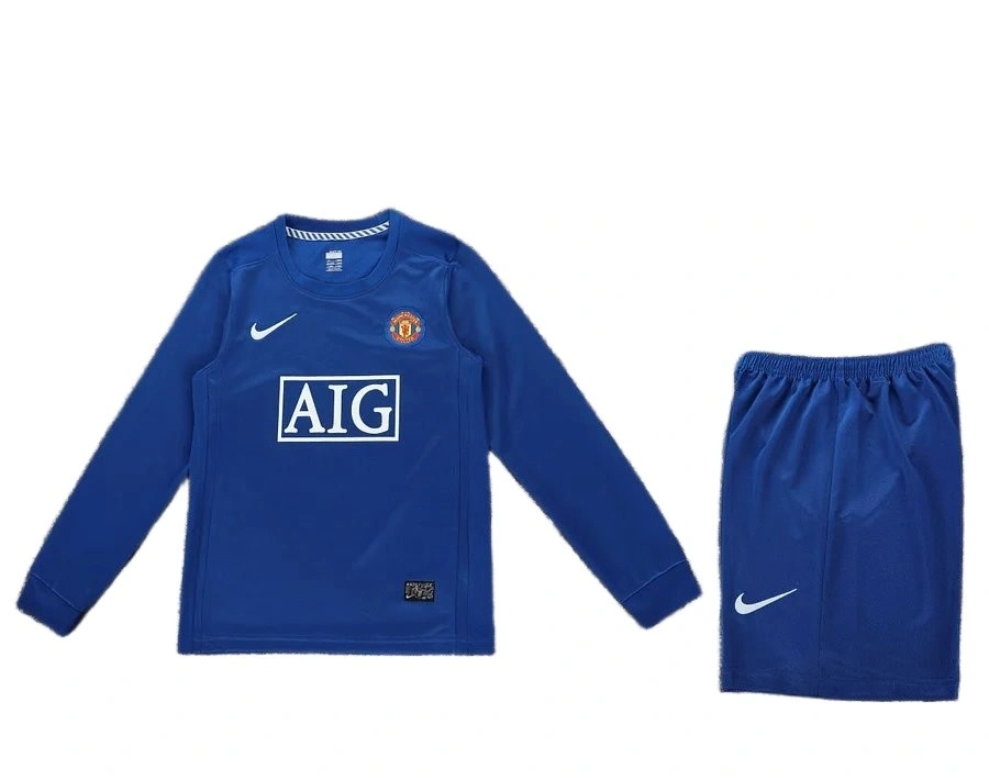 Manchester United 2008-2009 Retro Çocuk Uzun Kol Forma & Şort Seti Away