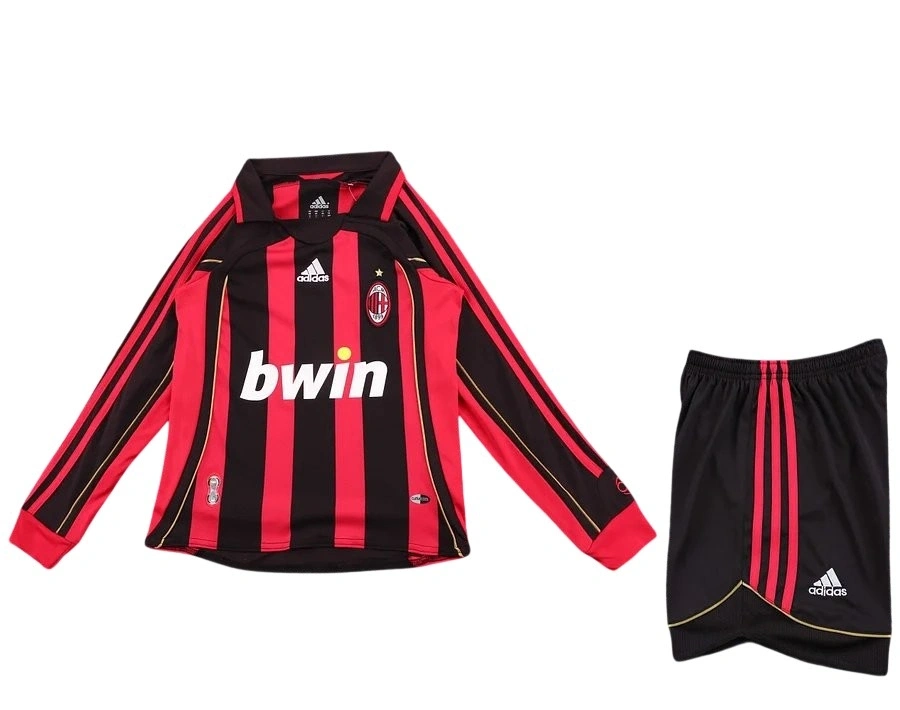 Milan 2006-2007 Retro Çocuk Uzun Kol Forma & Şort Seti Home