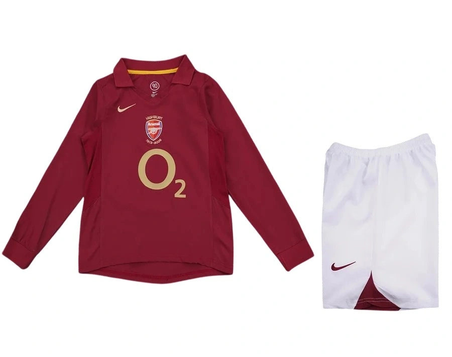 Arsenal 2005-2006 Retro Çocuk Uzun Kol Forma & Şort Seti Home
