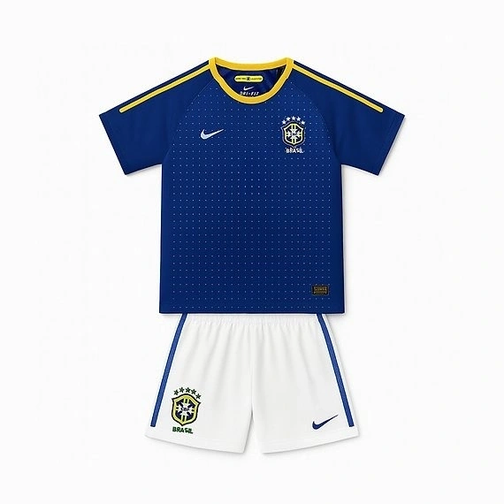 Brezilya 2010 Retro Çocuk Forma & Şort Seti Away