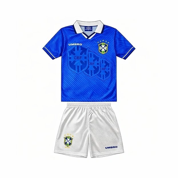 Brezilya 1996 Retro Çocuk Forma & Şort Seti Away