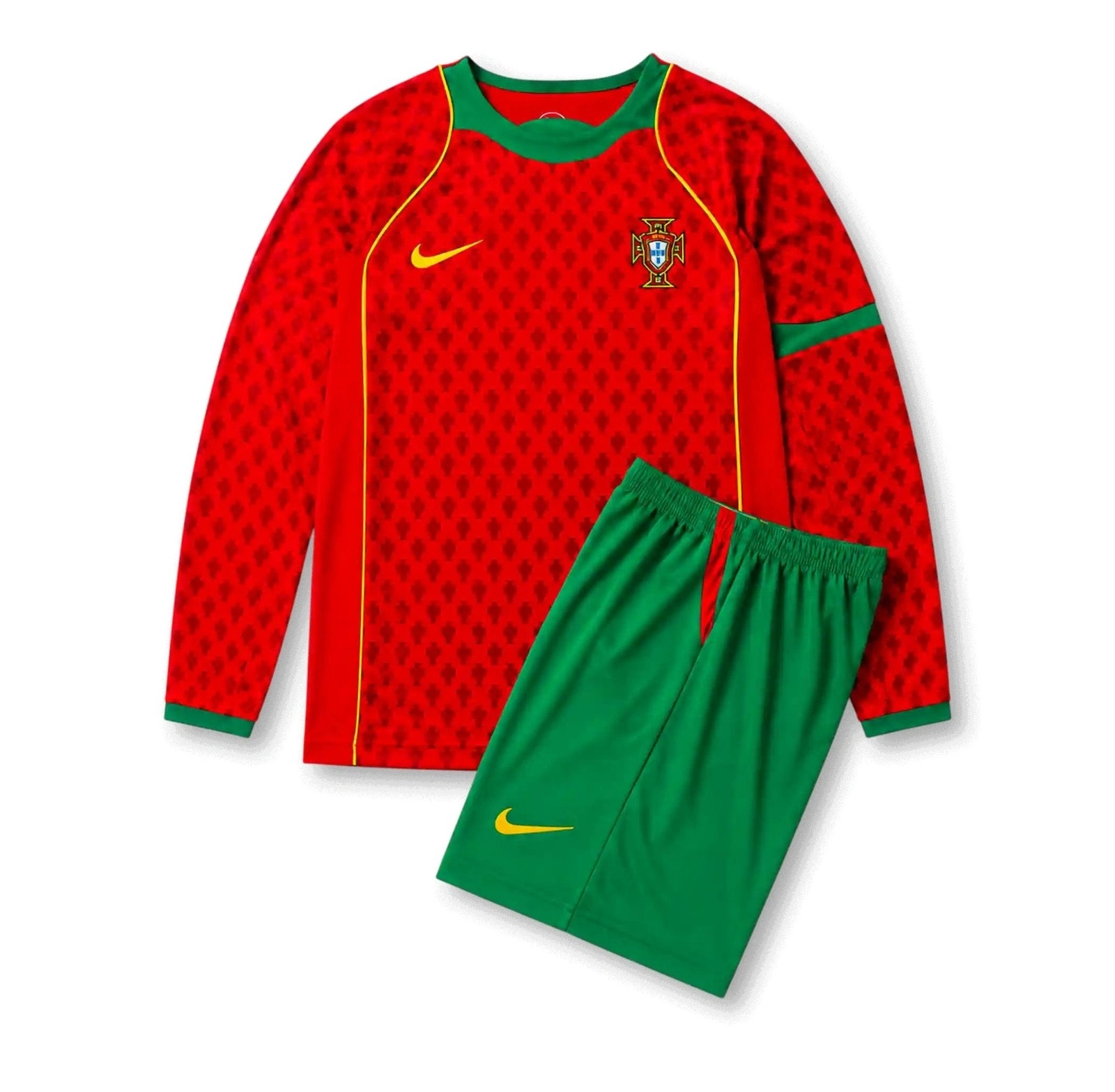 Portekiz 2004 Retro Çocuk Uzun Kol Forma & Şort Seti Home