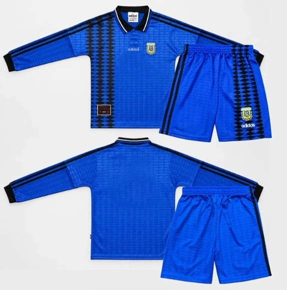 Arjantin 1994 Retro Çocuk Uzun Kol Forma & Şort Seti Away