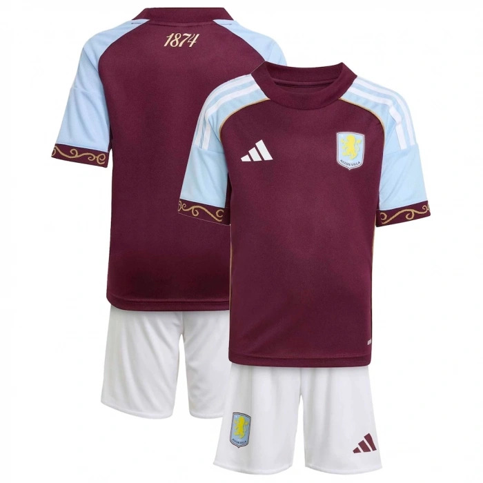 Aston Villa 2025-2026 Çocuk Forma & Şort Seti Home