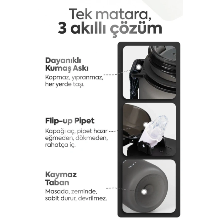 Cor Solis Tritan Suluk Pipetli 1 Litre Sporcu Su Matarası
