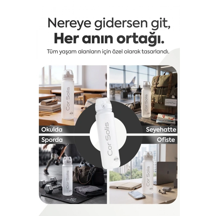 Cor Solis Tritan Suluk Pipetli 1 Litre Sporcu Su Matarası