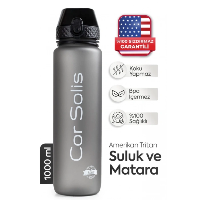 Cor Solis Tritan Suluk Pipetli 1 Litre Sporcu Su Matarası