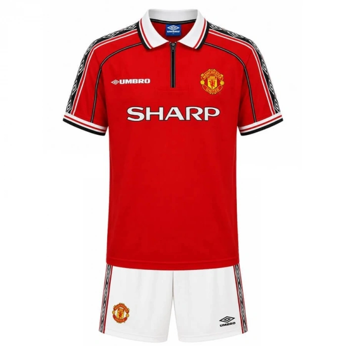 Manchester United 1998 Retro Çocuk Forma & Şort Seti Home