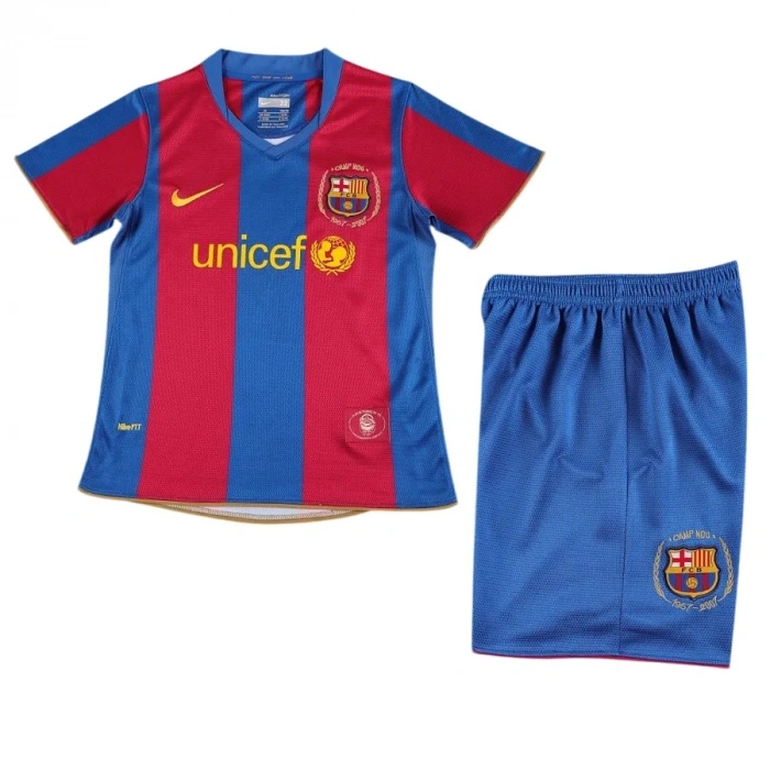 Barcelona 2007-2008 Retro Çocuk Forma & Şort Seti Home