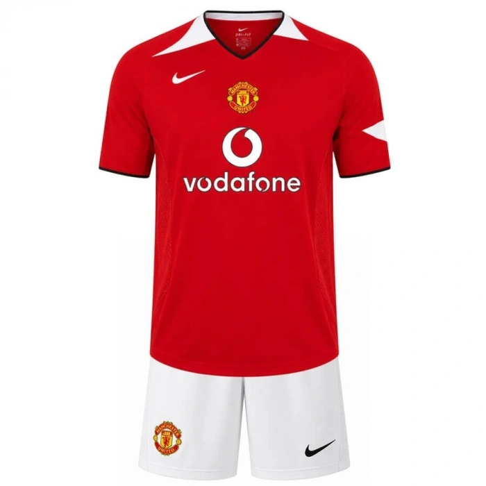 Manchester United 2005 Retro Çocuk Forma & Şort Seti Home