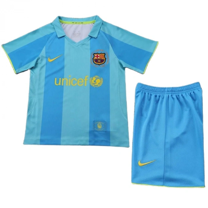 Barcelona 2007-2008 Retro Çocuk Forma & Şort Seti Away