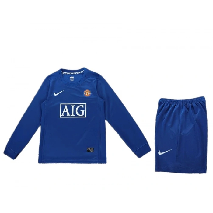 Manchester United 2008-2009 Retro Çocuk Uzun Kol Forma & Şort Seti Away