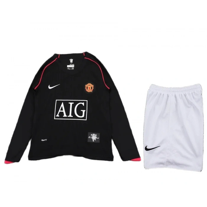 Manchester United 2007-2008 Retro Çocuk Uzun Kol Forma & Şort Seti Away