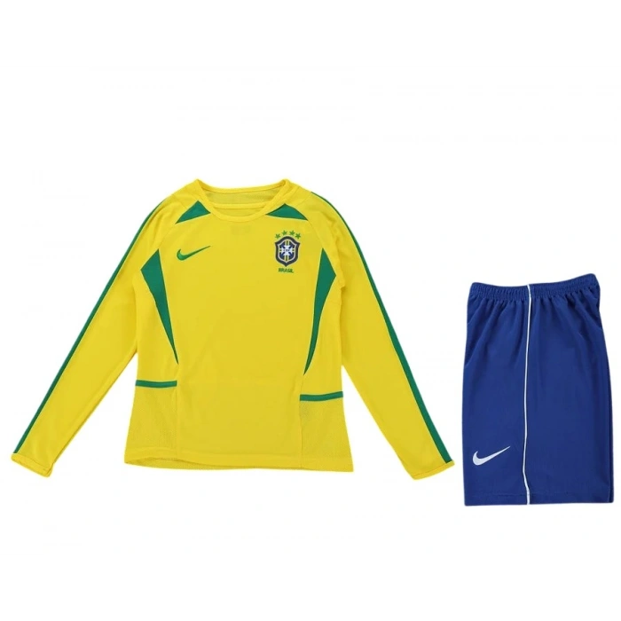 Brezilya 2002 Retro Çocuk Forma & Şort Seti Home