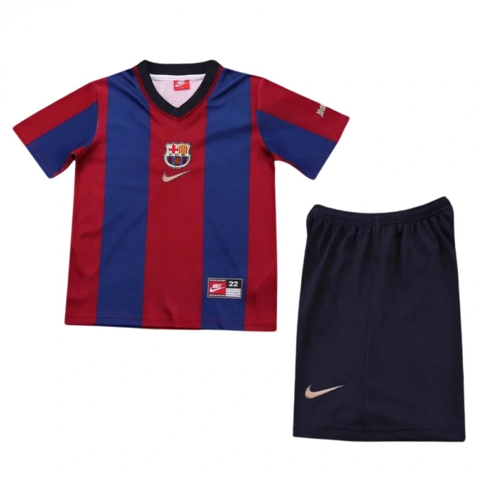 Barcelona 1998-1999 Retro Çocuk Forma & Şort Seti Home