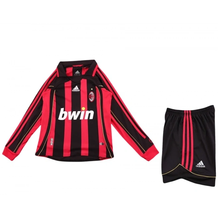 Milan 2006-2007 Retro Çocuk Uzun Kol Forma & Şort Seti Home