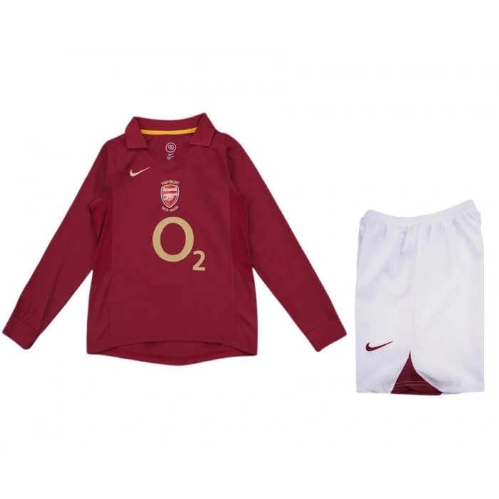 Arsenal 2005-2006 Retro Çocuk Uzun Kol Forma & Şort Seti Home