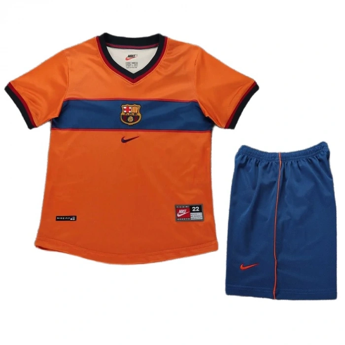 Barcelona 1998-1999 Retro Çocuk Forma & Şort Seti Away