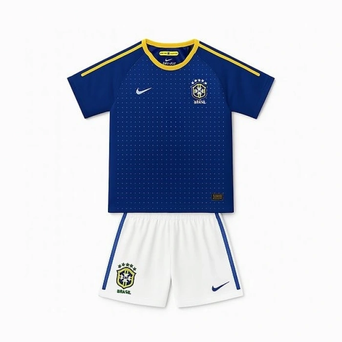 Brezilya 2010 Retro Çocuk Forma & Şort Seti Away