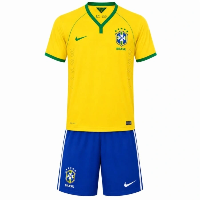 Brezilya 2014 Retro Çocuk Forma & Şort Seti Home