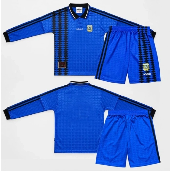 Arjantin 1994 Retro Çocuk Uzun Kol Forma & Şort Seti Away