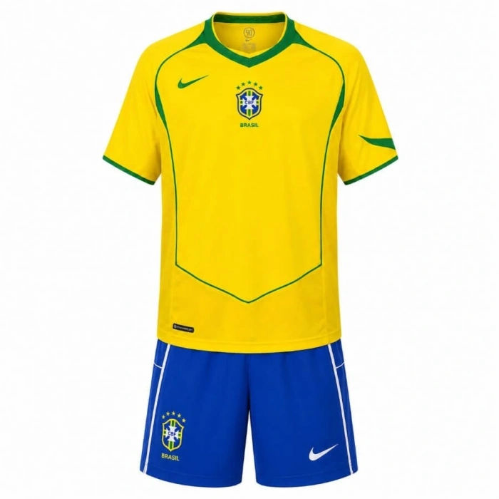 Brezilya 2004 Retro Çocuk Forma & Şort Seti Home