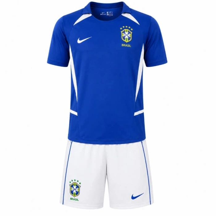 Brezilya 2002 Retro Çocuk Forma & Şort Seti Away