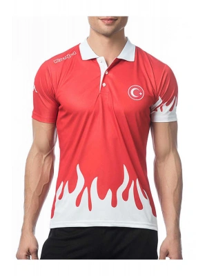 Kappa Türkiye Alev Desenli Polo Tişört - Kırmızı