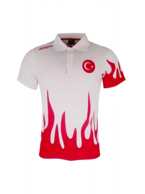 Uhlsport Türkiye Alev Desenli Polo Tişört Beyaz