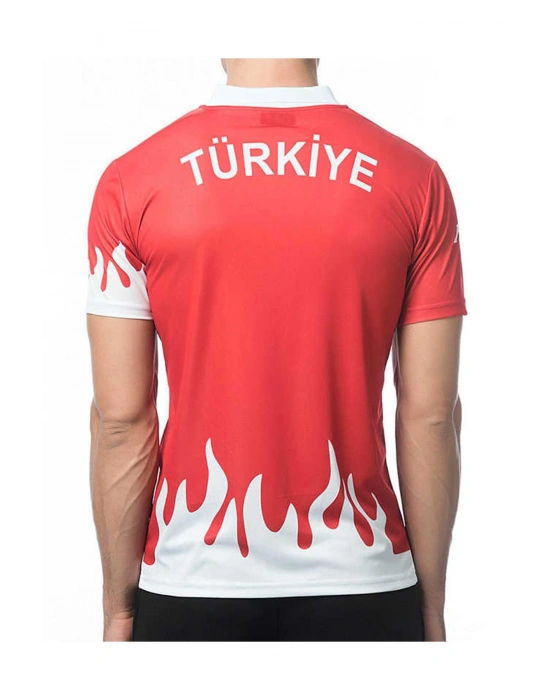 Kappa Türkiye Alev Desenli Polo Tişört - Kırmızı
