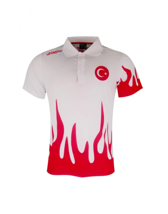 Uhlsport Türkiye Alev Desenli Polo Tişört Beyaz