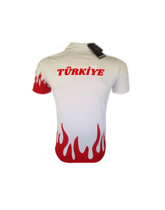 Uhlsport Türkiye Alev Desenli Polo Tişört Beyaz