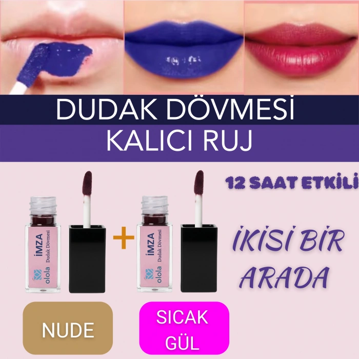 Olola İmza Kalıcı ruj Dudak Dövmesi İkisi bir Arada SICAK GÜL-NUDE