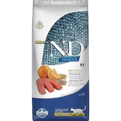 N&D Ocean Somonlu Portakallı Düşük Tahıllı Kısırlaştırılmış Kedi Maması 10 Kg