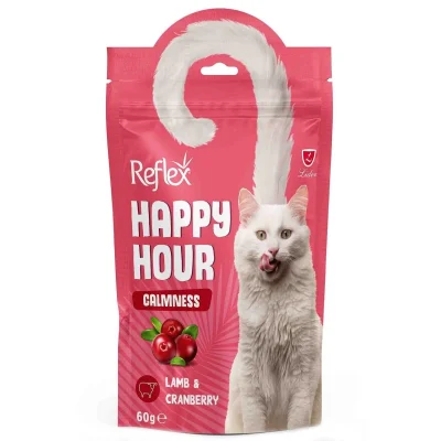 Reflex Happy Hour Sakinleşmeyi Destekleyici Kuzu Etli ve Kızılcıklı Kedi Ödül Maması 60 Gr
