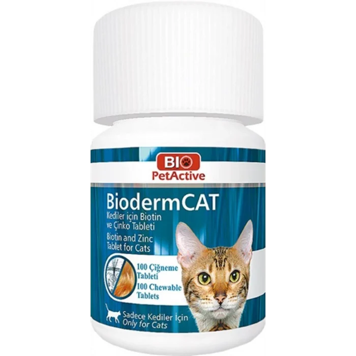 Bio Pet Active Bioderm Biotin ve Çinko Kedi Tableti 30 gr (100 Tablet)