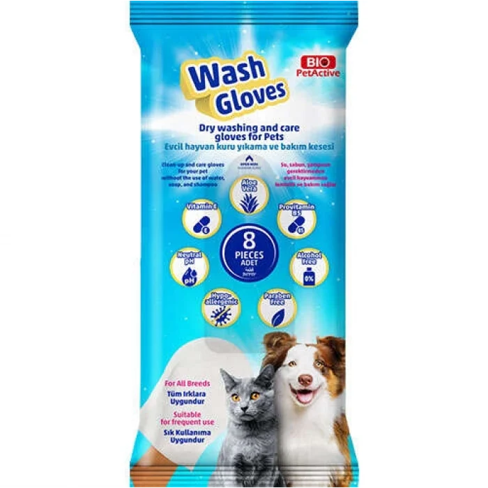 Bio PetActive Active Wash Gloves Kedi Köpek Yıkama Eldiveni (8 ADET)