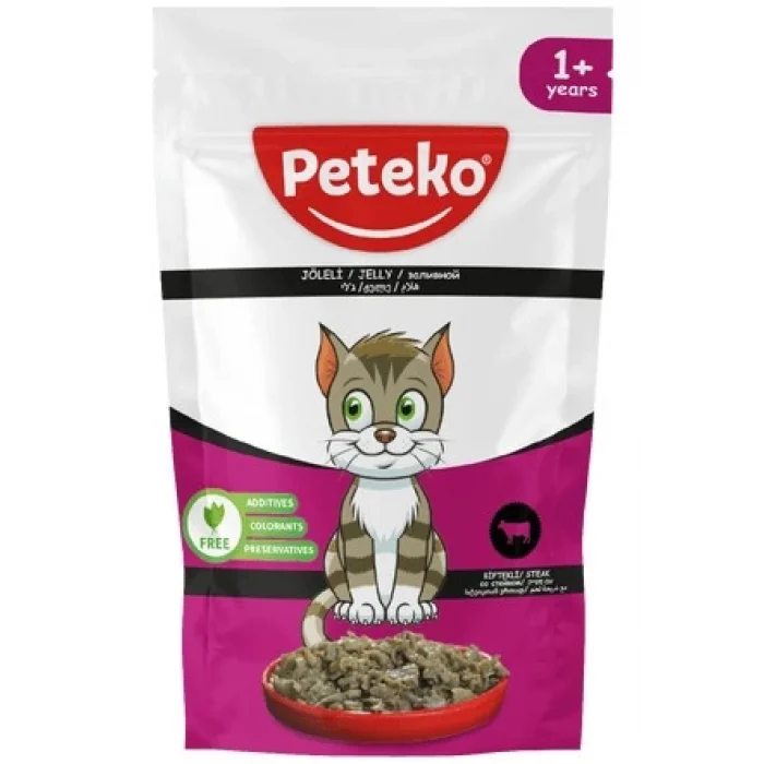 Peteko Pouch Jelly Biftek Kedi Konserve 85 Gr