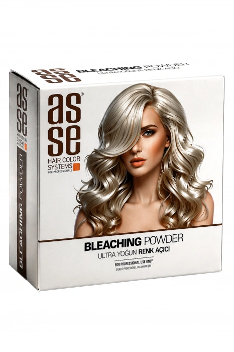 Asse Hair Colors For Professionals. Bleaching Powder - Ultra Yoğun Saç Renk Açıcı. Profesyonel Kullanım İçin. Ultra Bağ Güçlendirici Formülüyle 8 Tona Kadar Açma, Saçı Güçlendirir ve Korur