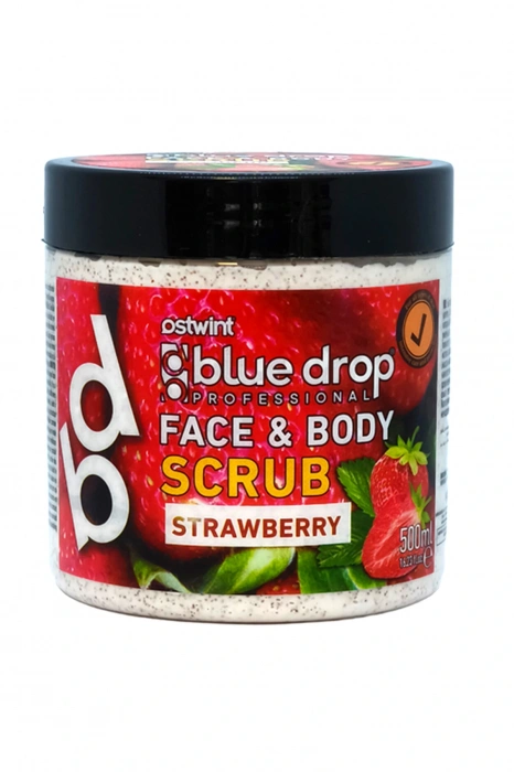 Blue Drop Çilek Yüz ve Vücut Scrub Peeling 500ml Toksinlerden Arınmış Cilt Hücre Yenileyici