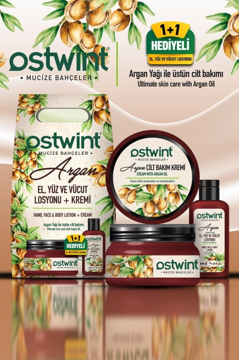 Ostwint Argan Cilt Bakım Kremi ve El Yüz Vücut Losyonu Set