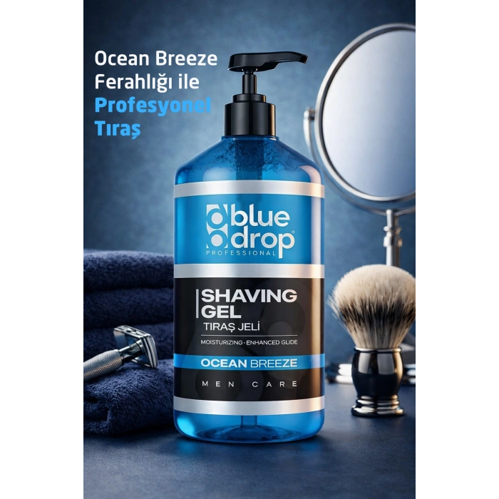 Blue Drop Professional Tıraş Jeli 1000 ml Moisturizing & Enhanced Glide - Nemlendirici Etki & Kolay Kayganlık