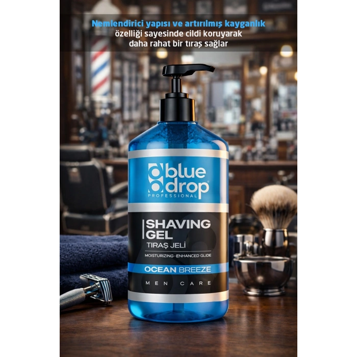 Blue Drop Professional Tıraş Jeli 1000 ml Moisturizing & Enhanced Glide - Nemlendirici Etki & Kolay Kayganlık