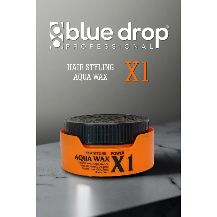 Blue Drop Aqua Wax X1 Kavun Kokulu Su Bazlı Saç Şekillendirici Wax Islak ve Sert Görünüm Uzun Süre Kalıcı Etki
