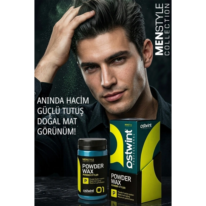 Ostwint Saç Şekillendirici Pudra - Toz Wax 20g Güçlü Tutuculuk, Mat Bitiriş, Hacim ve Doku, Yeşil