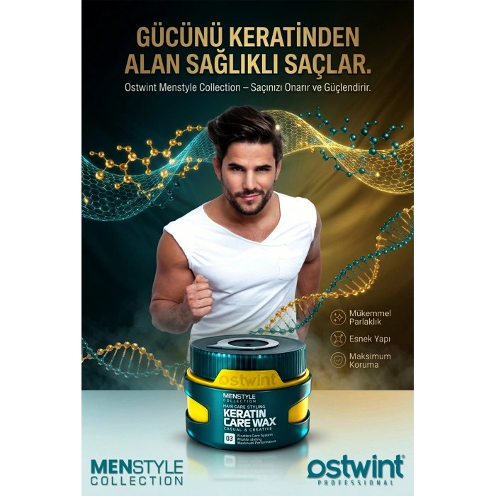 Ostwint Profesyonel Saç Şekillendirici Keratin Wax, Doğal Güçlü Tutuş, Uzun Süreli Etki, No03 150ml