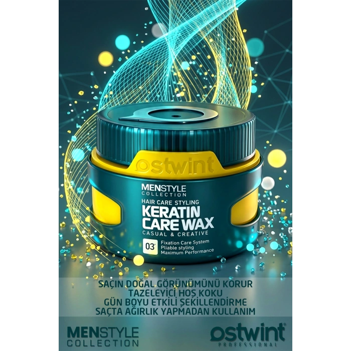 Ostwint Profesyonel Saç Şekillendirici Keratin Wax, Doğal Güçlü Tutuş, Uzun Süreli Etki, No03 150ml